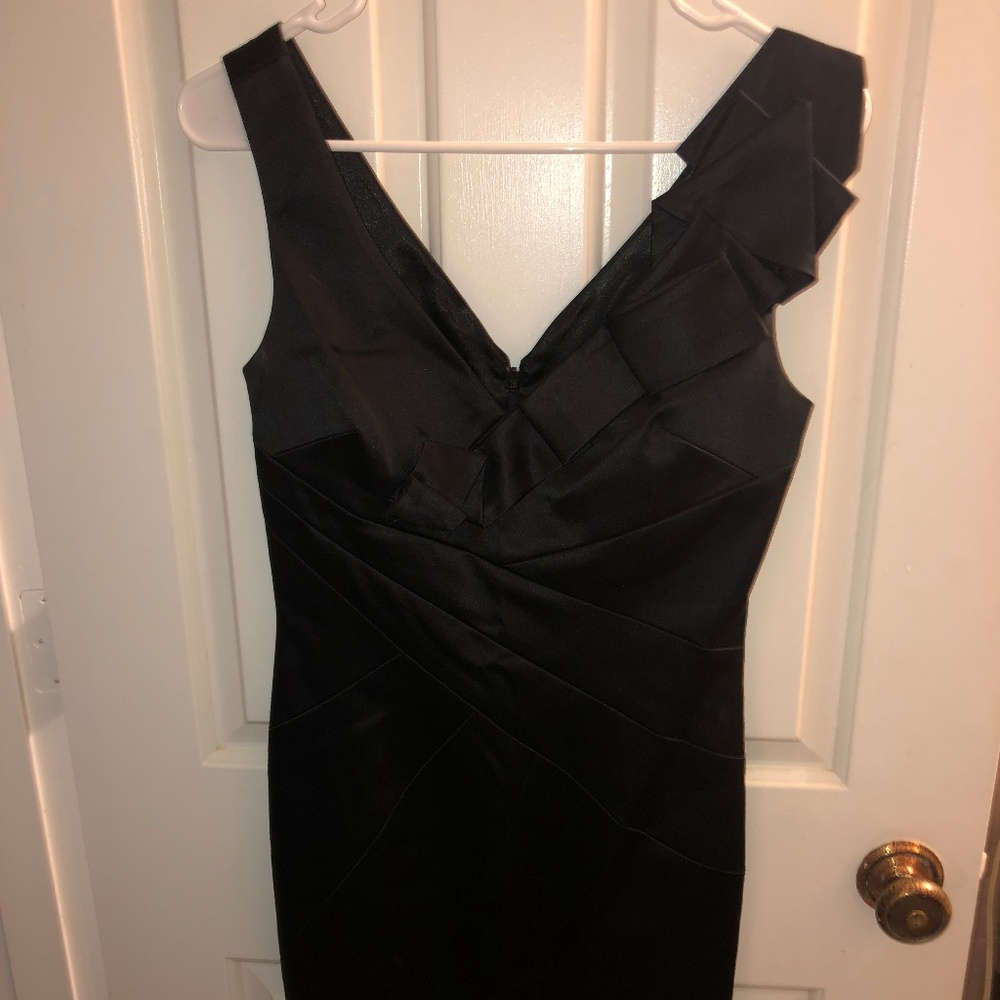 BCBG Max and Cleo Black Satin Cocktail Dress
